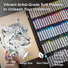 Soft Pastels for Artists – 100 Colors Square Chalk Pastels Set in Wooden Box – V