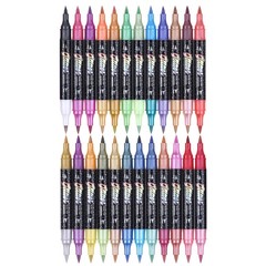 Glitter Effect Brush Markers Pens,48 Colors Dual Tip Glitter Pens Set 24 Pack…
