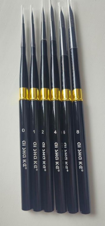 Set of 6 Fine Art Synthetic Round Travel Brushes #0 #1 #2 #3 #4 #6 #8.
