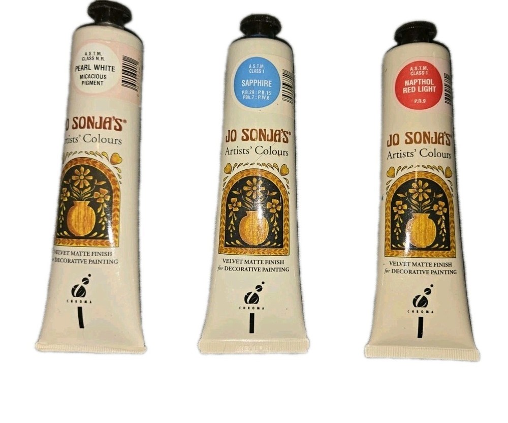 Jo Sonja’s Acrylic Artist Velvet Matte Lot of 3, 2.5 Oz Less Then 10% Tubes Used