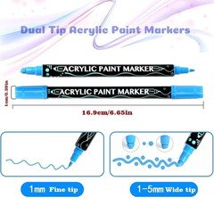 12/24/36/48 Colors Dual Tip Acrylic Paint Pens for Rock Wood Glass DIY Crafts