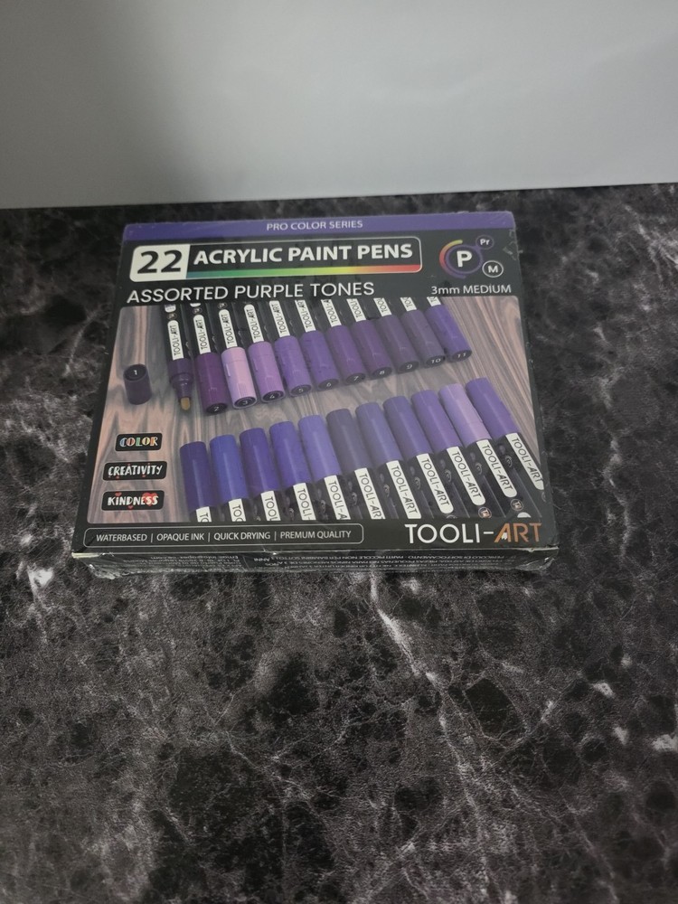 22 Acrylic Paint Pens (PURPLES) Pro Color Series Set (3mm MEDIUM)