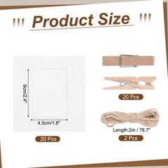 20pcs 1.8 x 2.4″ White Paper Photo Frame Display Banner with Clips and String