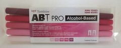 TOMBOW 56968 ABT PRO ALCOHOL-BASED INK DUAL TIP MARKERS PINK TONES 5 PC NEW
