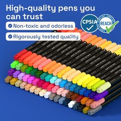 72 Dual-Tip Acrylic Paint Markers Set – Fine & Dot Tips for Fabric, Rock, Glass,