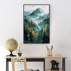 Framed Paint by Numbers Kit for Adults Beginner & Kids Ages 812, Mountain Pai…