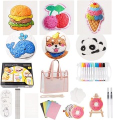 56 Pcs Magic Foam Texture Painting Kit Puffy Paint Paper 3D Drawing Sponge Ca…