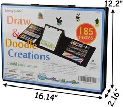 Sunnyglade 185 Pieces Double Sided Trifold Easel Art Set, Drawing Art Box