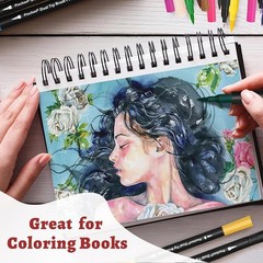 Piochoo Markers,48 Colors Dual Brush Markers Pens, Double Tip 48