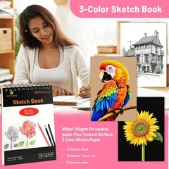 78pcs Drawing Kit Sketching Set Art Supplies with 3-Color Sketchbook Colorful…