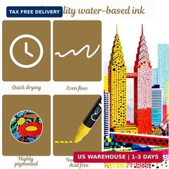 nauets 30 Colors Dual Tip Acrylic Paint Markers, Dot & Fine Tip Acrylic Paint Pe