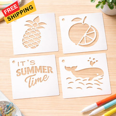 80 Pcs 3 Inch Summer Stencils for Painting, Reusable Beach 3 inches, White