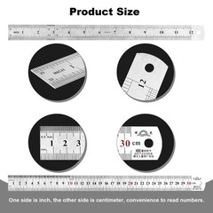 Architectural Scale Ruler Set, 2 Pack 12 Inch Aluminum Architect Black Silver