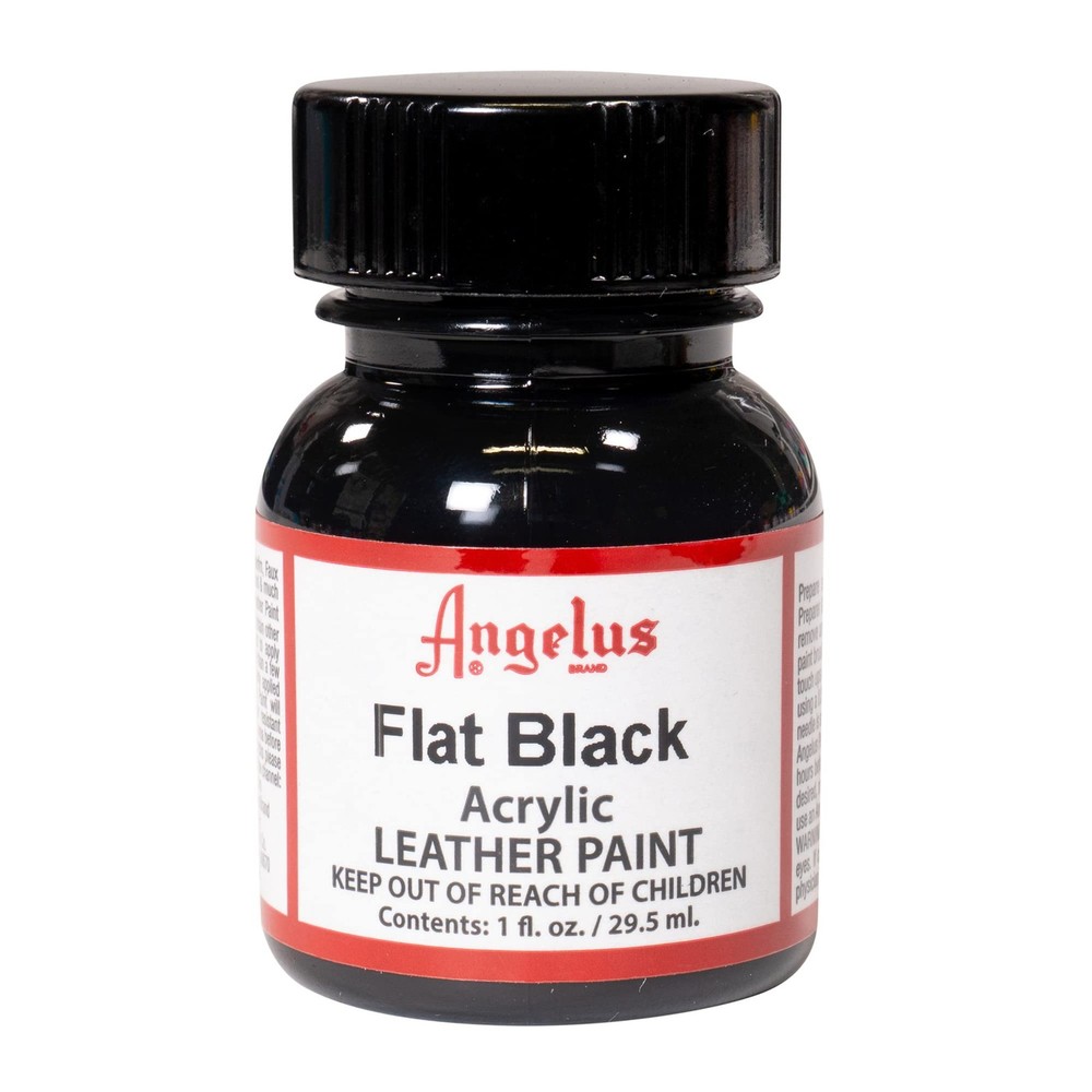 Angelus Flat Black Acrylic Leather Paint 1 Oz Quick Dry Flexible Water Based