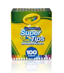 Crayola Super Tips Marker Set (100ct) Fine Point Washable Markers Teacher Must