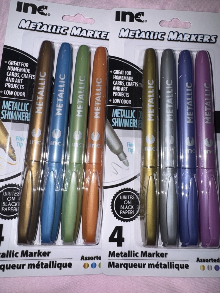 Inc. Metallic Marker Pens 8 colors (2 packs of 4 each) – new in package
