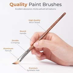 Comprehensive 12pcs Paint Brush Set – Flat, Round, Fan & More for Every Artist