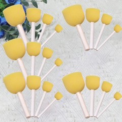 20Pcs Art Sponge Brush Round Wooden Handle for Graffiti and Painting Fun