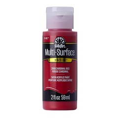 Plaid 2900 UV Resistant FolkArt Satin Cardinal Red Hobby Paint 2 oz. (Pack of 3)