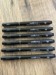 UNI-BALL Uni-Pin 0.2mm BLACK FINE LINE Drawing Pen NO: PIN 02-200 (PKT 6 PENS)