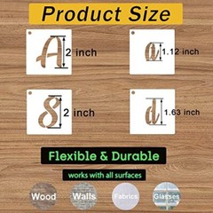 DZXCYZ 2 Inch Letter Stencils for Painting on Wood, 62 Pcs Calligraphy Alphabet
