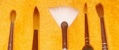 Lot 5 NEW Artist watercolor acrylic Short Handle Brushes Grumbacher, Weber LOOK