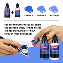 42 Color Acrylic Airbrush Paint Set with Thinners – Opaque, Metallic, Neon