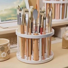 Beige 4 PCS 45 Hole Paint Brush Holder – Feadily Paint Brush Storage – Desk