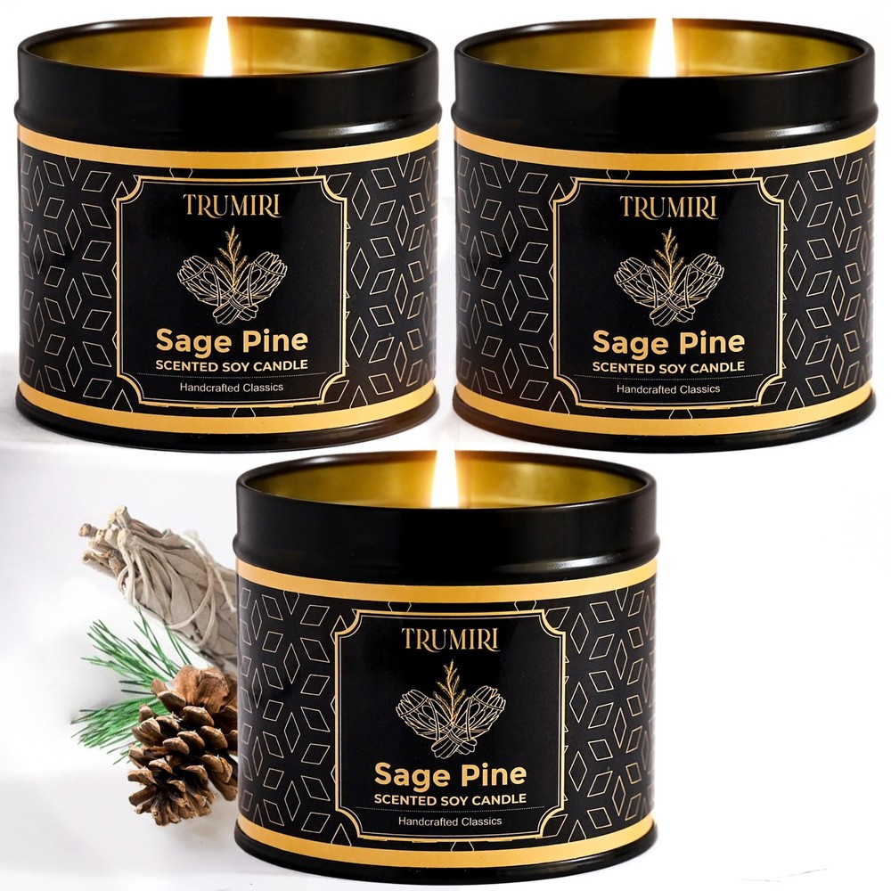 Sage & Pine Candle Strong Scented Soy Candel 3 inches x 2.8 inches,
