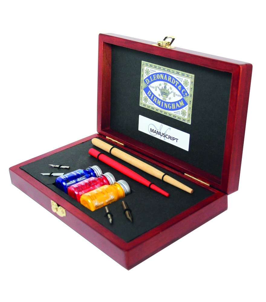 Manuscript Victoriana Artists Wooden Box Set – Dip Drawing Mapping Pens – N4605