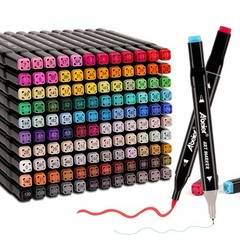 ABEIER Dual Brush Tip Marker Pens 120 Vibrant Colors Water-Based