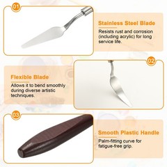 2pcs Painting Palette Knife 2.2 x 0.59 Inch Stainless Steel with Wood Handle