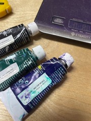 Lot of 3 Liquitex Basics 2007 acrylic color Black Purple Green 2.8 ounces