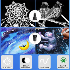 GETHPEN White Ink Pens, Fine Point Gel Pens, Brush Tip Acrylic Markers,White Pai