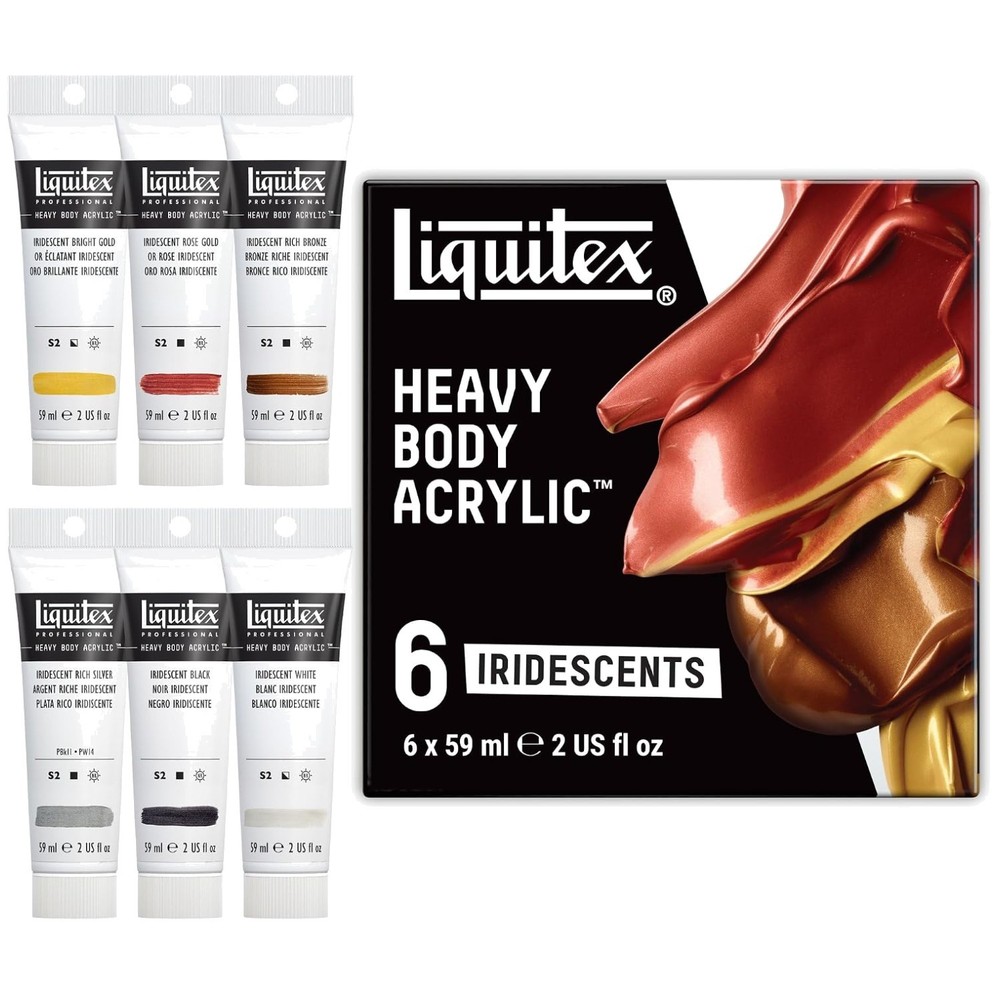 Professional Heavy Body Acrylics, 6 Iridescent Shades