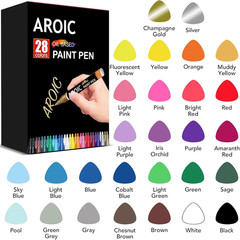 28 Colors Acrylic Paint Markers, 2Mm Fine Tip Permanent Paint Pens – Quick Dry,