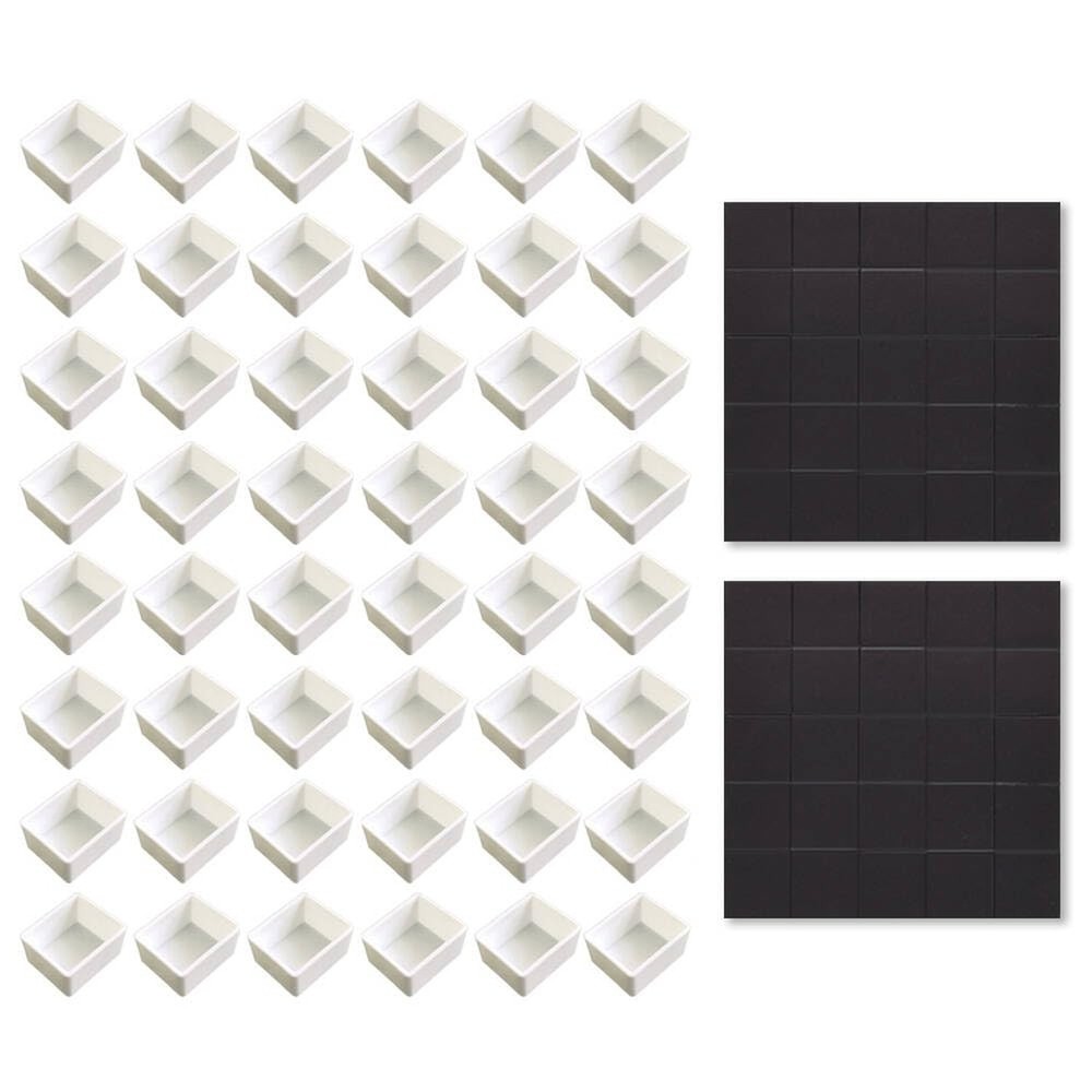 48Pcs Empty Watercolor Half Pans with Magnetic Strip White Plastic Palette NEW