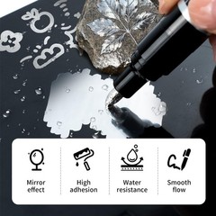 TRANSON 2pcs Liquid Chrome Markers with Silver Paint Pens Medium and Fine Tips w