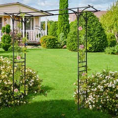 206*41*216cm Iron 16mm Tube Flat Top Courtyard Iron Arch Black