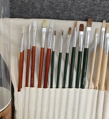 Art Owl Studio – 36-piece Paint Brushes: Oil, Acrylic Watercolor w/Canvas Pouch