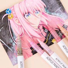 Water Based Acrylic Paint Markers Blue, 9 Colors Acrylic Paint Pens Set with Sof