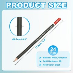24Pcs 2B Drawing Pencils for Sketching, Red/Black