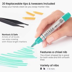 ARTEZA Acrylic Paint Markers, Set of 20 Acrylic Paint Pens in Assorted Colors…