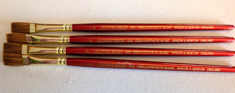 Lot of 4 Winsor & Newton Sceptre Gold 606 Sable / Synthetic Blend Artist Brushes