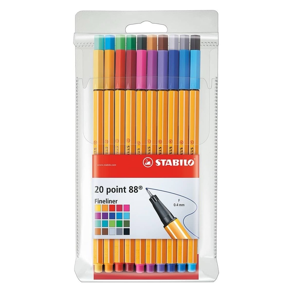 Stabilo Point 88 Fineliner Pen Wallet Set of 20 Art No. 88/50 Fine 0.4