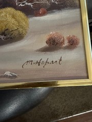 Vintage M. Hopart Original Oil Painting – Desert Landscape – Gold Frame – Excell