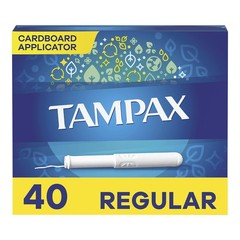 Tampax Tampons, Regular Absorbency, Cardboard Applicator, Leakgaurd Skirt,