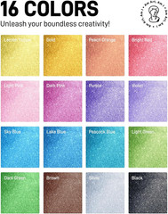 16 Colors Glitter Markers, Glitter Paint Pens, Acrylic Paint Markers Shiny Shimm