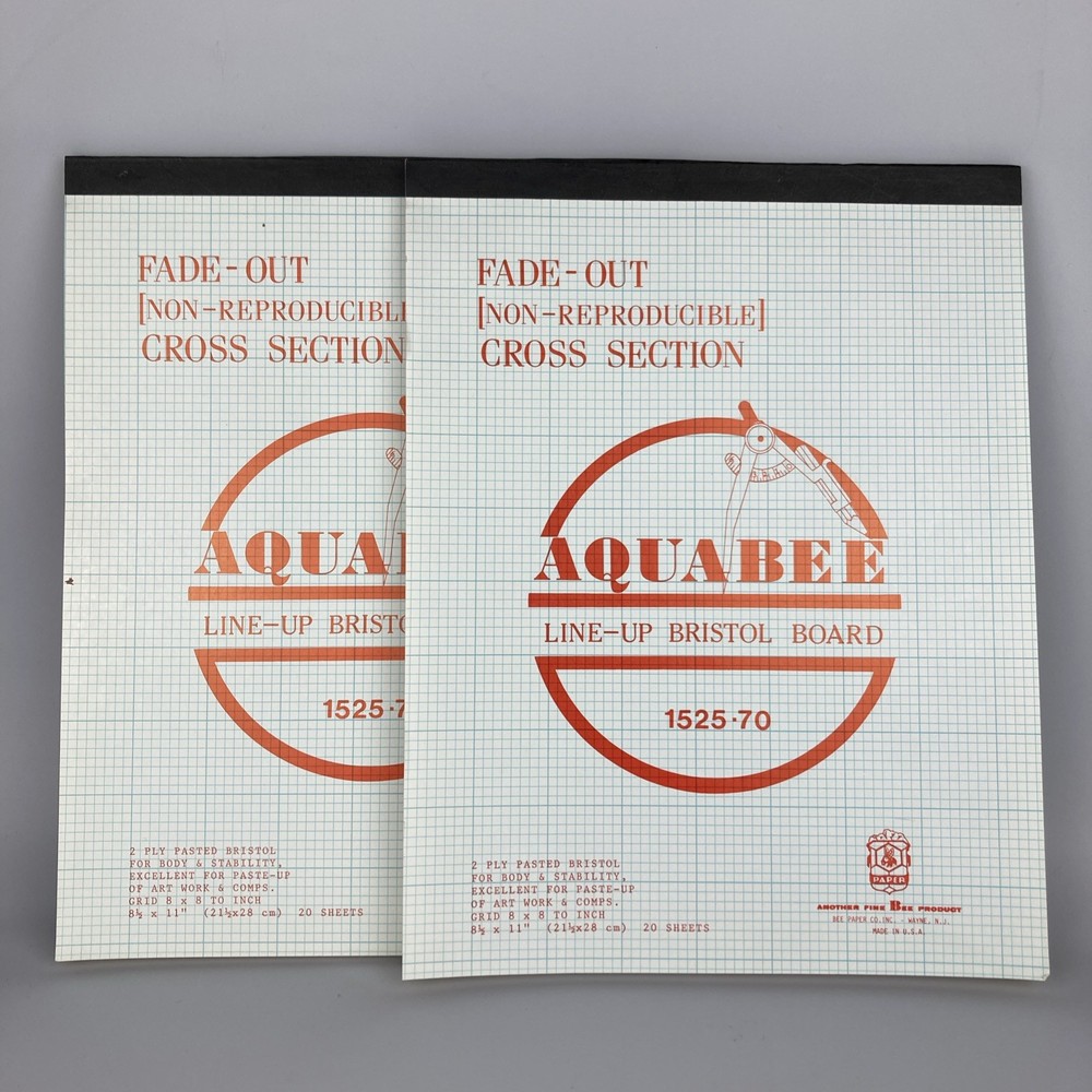 2 Aquabee Line-Up Bristol Board Fade-Out Cross Section 8.5 X 11” Grid 20 Sheets