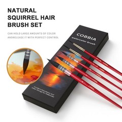 Natural Squirrel Hair Watercolor Brushes, 5Pcs, Mop Paintbrushes Detail Water…